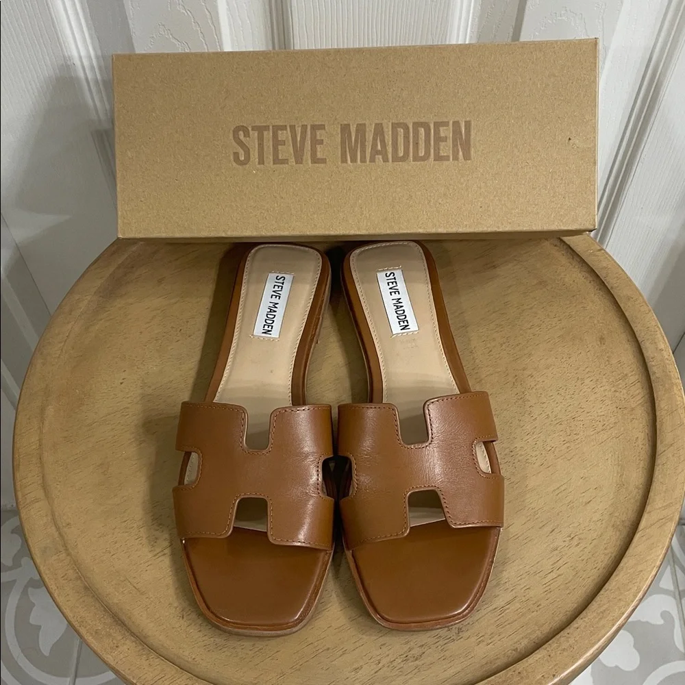 Steve Madden Hayden Slide Sandals in Cognac Size 8 - Picture 1 of 5